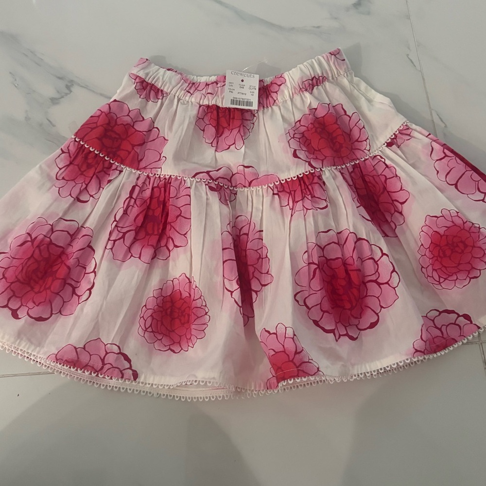 Jcrew Crewcuts Girls Pink & White Floral Skirt, Size 10, NWT
